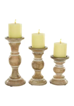 Outlet 😍 Traditional Wood Candle Holder - Set of 3 by Monroe Lane 👏 -Monroe Lane Sales Belk 3266