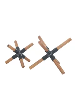 Best Sale ✔️ Industrial Wood Sculpture - Set of 2 by Monroe Lane 🛒 -Monroe Lane Sales Belk 32676