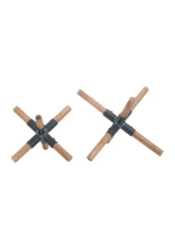 Best Sale ✔️ Industrial Wood Sculpture - Set of 2 by Monroe Lane 🛒 -Monroe Lane Sales Belk 32677