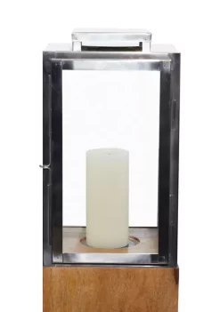 Best Sale 👍 Contemporary Mango Wood Candle Lantern by Monroe Lane 💯 -Monroe Lane Sales Belk 3277