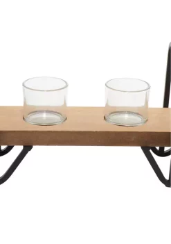 Outlet ⌛ Wood Industrial Hurricane Lamp by Monroe Lane 🌟 -Monroe Lane Sales Belk 32788