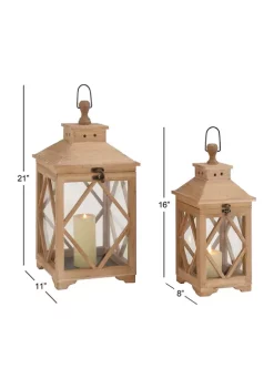 Hot Sale 👏 Coastal Wood Lantern - Set of 2 by Monroe Lane 😀 -Monroe Lane Sales Belk 3282