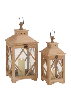 Hot Sale 👏 Coastal Wood Lantern - Set of 2 by Monroe Lane 😀 -Monroe Lane Sales Belk 3283
