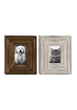 Outlet ✨ Vintage Mango Wood Photo Frame - Set of 2 by Monroe Lane ⭐ -Monroe Lane Sales Belk 32838