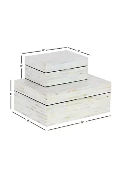 Top 10 🔥 Coastal 👩 Mother of Pearl Box - Set of 2 by Monroe Lane 👍 -Monroe Lane Sales Belk 3313