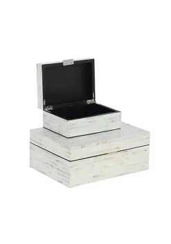Top 10 🔥 Coastal 👩 Mother of Pearl Box - Set of 2 by Monroe Lane 👍 -Monroe Lane Sales Belk 3314