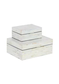 Top 10 🔥 Coastal 👩 Mother of Pearl Box - Set of 2 by Monroe Lane 👍 -Monroe Lane Sales Belk 3315