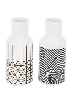 Outlet 🔔 Contemporary Ceramic Vase - Set of 2 by Monroe Lane 🔥 -Monroe Lane Sales Belk 33195
