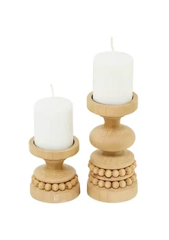 Monroe Lane Sales 14 Best Sale 😉 Traditional Wood Candle Holder - Set of 2 by Monroe Lane ✨