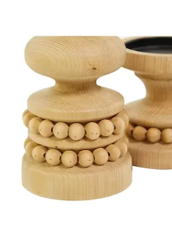 Best Sale 😉 Traditional Wood Candle Holder - Set of 2 by Monroe Lane ✨ -Monroe Lane Sales Belk 33316