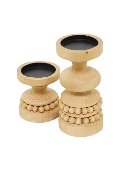 Best Sale 😉 Traditional Wood Candle Holder - Set of 2 by Monroe Lane ✨ -Monroe Lane Sales Belk 33318