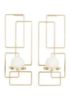 Best Sale 🧨 Contemporary Metal Wall Sconce - Set of 2 by Monroe Lane 🧨 -Monroe Lane Sales Belk 3583