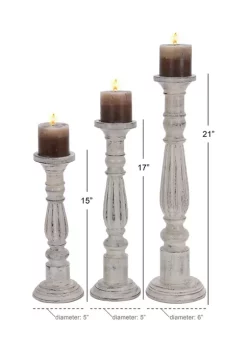 Best Sale ✨ Traditional Mango Wood Candle Holder - Set of 3 by Monroe Lane 🔥 -Monroe Lane Sales Belk 3813