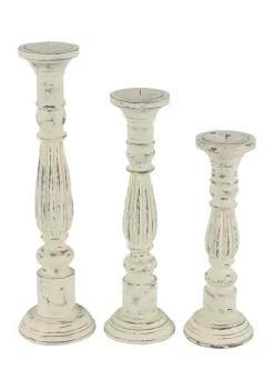 Best Sale ✨ Traditional Mango Wood Candle Holder - Set of 3 by Monroe Lane 🔥 -Monroe Lane Sales Belk 3815
