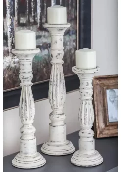 Best Sale ✨ Traditional Mango Wood Candle Holder - Set of 3 by Monroe Lane 🔥 -Monroe Lane Sales Belk 3816