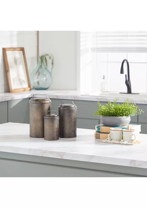 Budget ๐ Farmhouse Metal Canisters - Set of 3 by Monroe Lane ๐ 2 Budget ๐ Farmhouse Metal Canisters - Set of 3 by Monroe Lane ๐ - Image 2