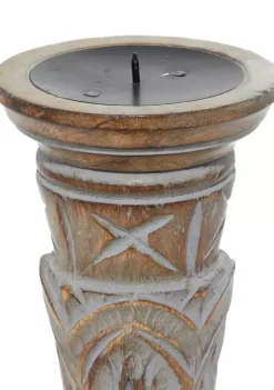 Outlet 🥰 Traditional Mango Wood Candle Holder - Set of 3 by Monroe Lane 🌟 -Monroe Lane Sales Belk 3894