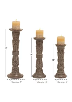Outlet 🥰 Traditional Mango Wood Candle Holder - Set of 3 by Monroe Lane 🌟 -Monroe Lane Sales Belk 3896