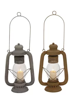 New 😀 Iron Rustic Lantern Set of 2 by Monroe Lane 🎁 -Monroe Lane Sales Belk 3905