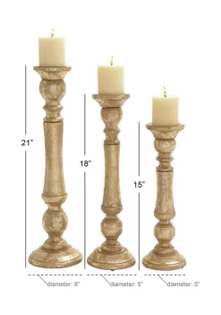Coupon 🔥 Traditional Mango Wood Candle Holder - Set of 3 by Monroe Lane 🎉 -Monroe Lane Sales Belk 3975