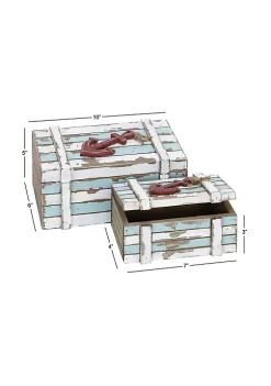 New 🎉 Coastal Wood Box - Set of 2 by Monroe Lane ⭐ -Monroe Lane Sales Belk 4227