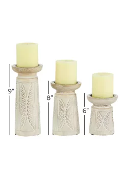 Budget 👏 Coastal Wood Candle Holder - Set of 3 by Monroe Lane 😀 -Monroe Lane Sales Belk 4355