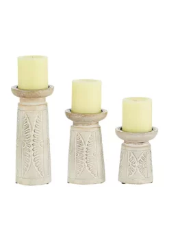 Budget 👏 Coastal Wood Candle Holder - Set of 3 by Monroe Lane 😀 -Monroe Lane Sales Belk 4357