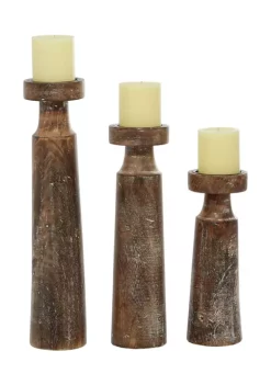 Flash Sale 🌟 Coastal Mango Wood Candle Holder - Set of 3 by Monroe Lane ✨ -Monroe Lane Sales Belk 4698