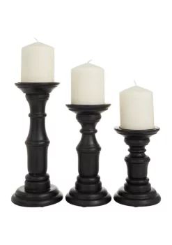 Hot Sale 💯 Traditional Mango Wood Candle Holder - Set of 3 by Monroe Lane 🛒