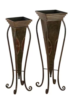 Outlet 👏 Rustic Metal Planter - Set of 2 by Monroe Lane 😉 -Monroe Lane Sales Belk 4773