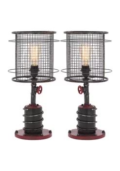 Hot Sale 🎉 Industrial Metal Accent Lamp - Set of 2 by Monroe Lane 🛒 -Monroe Lane Sales Belk 4880