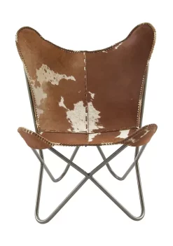 New 😉 Rustic Leather Butterfly Chair by Monroe Lane ✔️