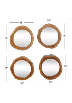 Brand new 🌟 Rustic Teak Wood Wall Mirror - Set of 4 by Monroe Lane 🔥 -Monroe Lane Sales Belk 4931