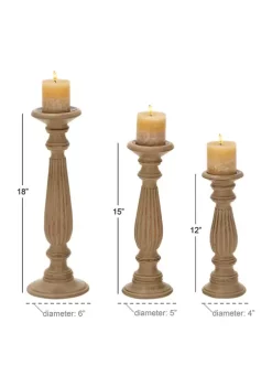 Discount 👏 Traditional Mango Wood Candle Holder - Set of 3 by Monroe Lane 🔔 -Monroe Lane Sales Belk 5031