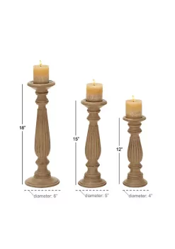 Discount 👏 Traditional Mango Wood Candle Holder - Set of 3 by Monroe Lane 🔔 -Monroe Lane Sales Belk 5032