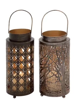 New 🥰 Eclectic Metal Lantern - Set of 2 by Monroe Lane ✔️