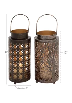 New 🥰 Eclectic Metal Lantern - Set of 2 by Monroe Lane ✔️ -Monroe Lane Sales Belk 5059