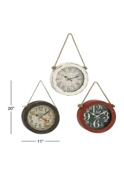 Discount 😀 Vintage Metal Wall Clock - Set of 3 by Monroe Lane 😉 -Monroe Lane Sales Belk 5172