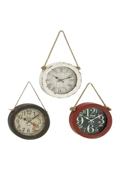 Discount 😀 Vintage Metal Wall Clock - Set of 3 by Monroe Lane 😉 -Monroe Lane Sales Belk 5174