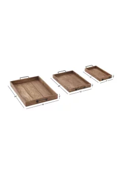 Promo ⌛ Rustic Mango Wood Tray - Set of 3 by Monroe Lane 😍 -Monroe Lane Sales Belk 5178