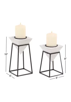 Promo 😀 Modern Wood Candle Holder - Set of 2 by Monroe Lane 🧨 -Monroe Lane Sales Belk 5191