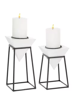 Promo 😀 Modern Wood Candle Holder - Set of 2 by Monroe Lane 🧨 -Monroe Lane Sales Belk 5193