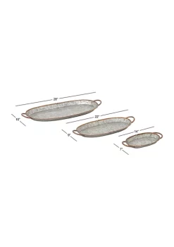 Hot Sale ⌛ Farmhouse Metal Tray - Set of 3 by Monroe Lane 🔔 -Monroe Lane Sales Belk 5210