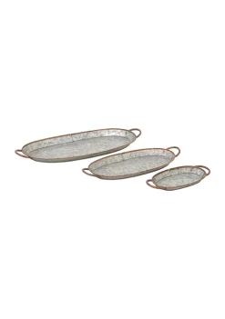 Hot Sale ⌛ Farmhouse Metal Tray - Set of 3 by Monroe Lane 🔔 -Monroe Lane Sales Belk 5212