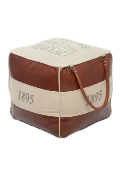 Cheap 🥰 Rustic Canvas Pouf by Monroe Lane 🌟