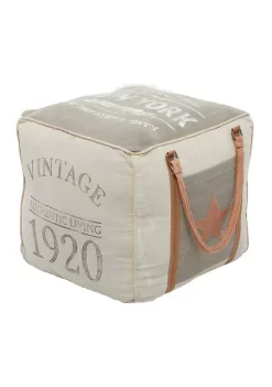 Cheap 🥰 Rustic Canvas Pouf by Monroe Lane 🌟 -Monroe Lane Sales Belk 5328