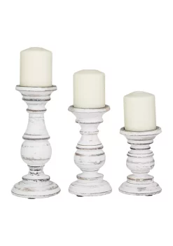 Outlet ๐ Traditional Mango Wood Candle Holder - Set of 3 by Monroe Lane ๐งจ