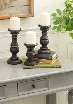 Outlet 😉 Traditional Mango Wood Candle Holder - Set of 3 by Monroe Lane 🧨 -Monroe Lane Sales Belk 5362