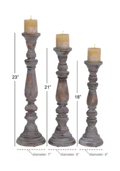 Budget 👏 Traditional Mango Wood Candle Holder - Set of 3 by Monroe Lane 🔥 -Monroe Lane Sales Belk 5377
