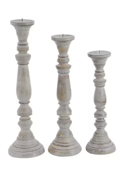 Budget 👏 Traditional Mango Wood Candle Holder - Set of 3 by Monroe Lane 🔥 -Monroe Lane Sales Belk 5379